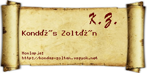 Kondás Zoltán névjegykártya